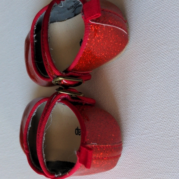 Baby Gap Sparkly Red Mary Janes Flat Dress Infant Shoes * 3-6M - Picture 4 of 8